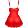 Camisón rojo Livco Corsetti Nuit con volante, sin modelo, vista trasera