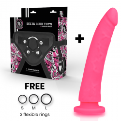 Delta club toys arnes + dildo rosa silicona medica 23 x 4.5 cm