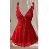 Camisón rojo de encaje Livco Corsetti Nuit con lazo, sin modelo, de frente