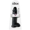 Envase del King Cock dildo negro con testículos y ventosa