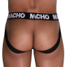 Macho jockstrap azul con cinturilla negra MX28AZ, vista trasera del jockstrap