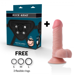 Rockarmy arnes + dual density panzer dildo realista 17cm