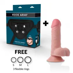 Rockarmy arnes + dual density panzer dildo realista 17cm Rockarmy arnes + dual density panzer dildo realista 17cm