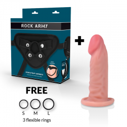 Rockarmy arnes + dual density tiger dildo realista 14cm