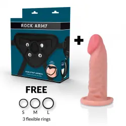 Rockarmy arnes + dual density tiger dildo realista 14cm Rockarmy arnes + dual density tiger dildo realista 14cm