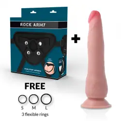 Rockarmy arnés + dual density crusader dildo realista 21,5cm