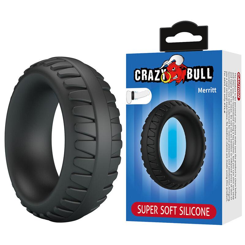 crazy bull merritt anillo pene texturizado negro - 1