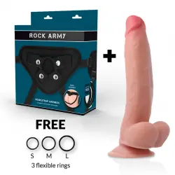Rockarmy arnés + dual density leopard dildo realista 23 cm Rockarmy arnés + dual density leopard dildo realista 23 cm