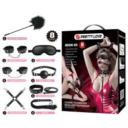 Kit BDSM Pretty Love de 8 piezas, caja y contenido