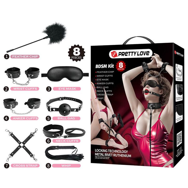 Kit BDSM Pretty Love de 8 piezas, caja y contenido