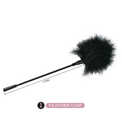Kit BDSM Pretty Love, pluma negra con medidas
