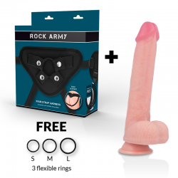 Rockarmy arnés + liquid silicone dildo premium kingcobra 24cm