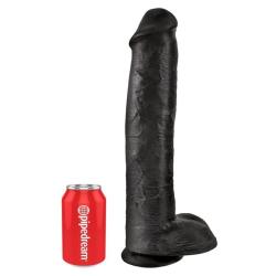 king cock dildo realista testiculos 38 cm negro - 4