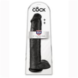 king cock dildo realista testiculos 38 cm negro - 5