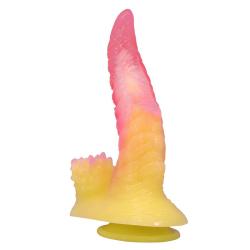 power monsters ripplied monster dildo ventosa 22 cm rosa amarillo - 1