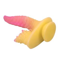 power monsters ripplied monster dildo ventosa 22 cm rosa amarillo - 4
