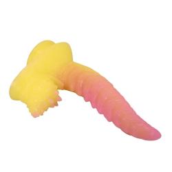 power monsters ripplied monster dildo ventosa 22 cm rosa amarillo - 5
