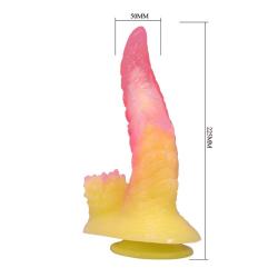power monsters ripplied monster dildo ventosa 22 cm rosa amarillo - 6
