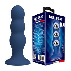mr play plug anal 3 bolas metalicas ventosa azul - 1