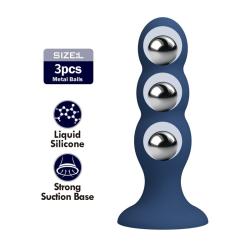 mr play plug anal 3 bolas metalicas ventosa azul - 2