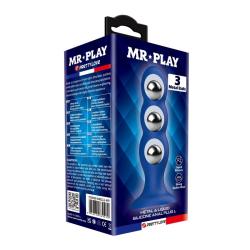 mr play plug anal 3 bolas metalicas ventosa azul - 6