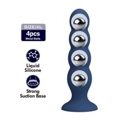 mr play plug anal 4 bolas metalicas ventosa azul - 2