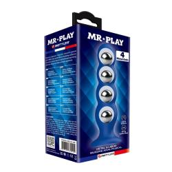 mr play plug anal 4 bolas metalicas ventosa azul - 3