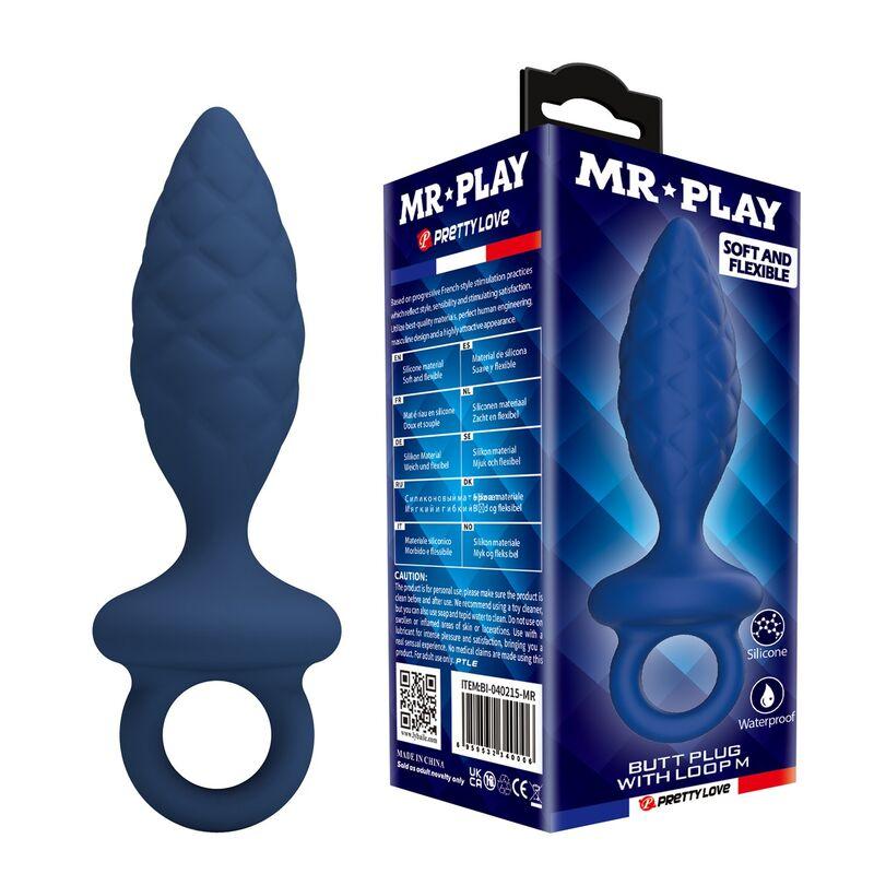mr play plug anal texturizado anilla azul m - 1