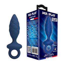 Mr play - plug anal texturizado con anilla azul s