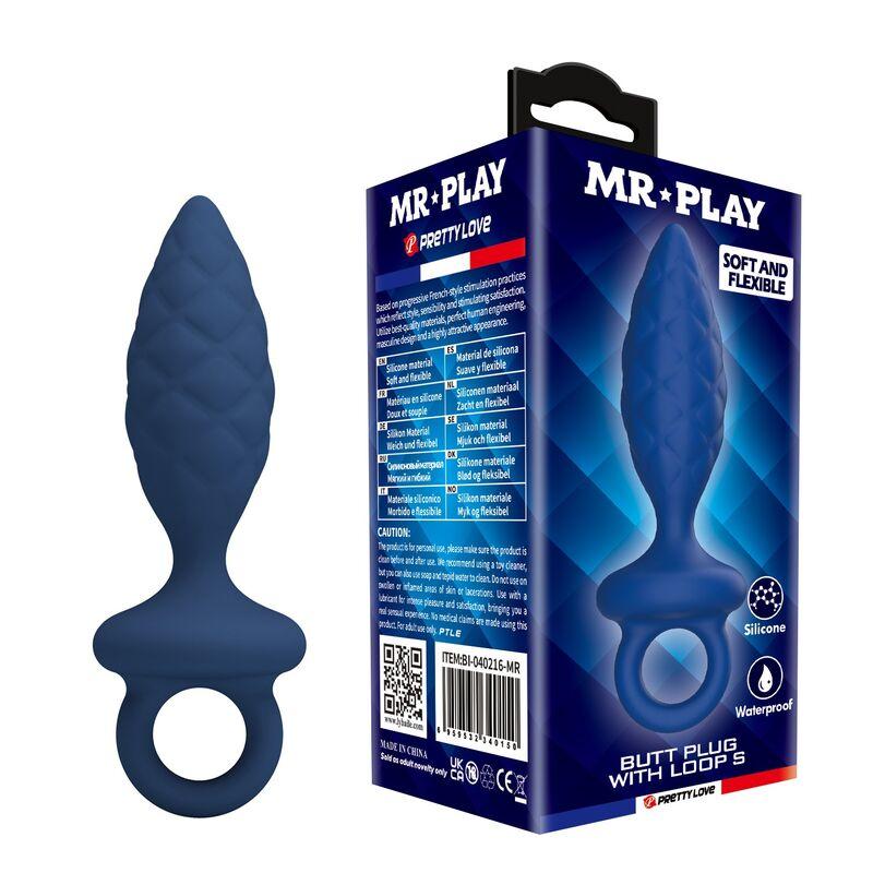 mr play plug anal texturizado anilla azul s - 1