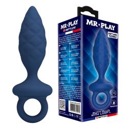 mr play plug anal texturizado anilla azul l - 1