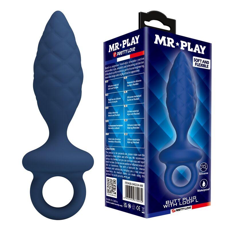 mr play plug anal texturizado anilla azul l - 1