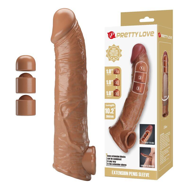 Funda extensora Pretty Love marrón con tres insertos y envase