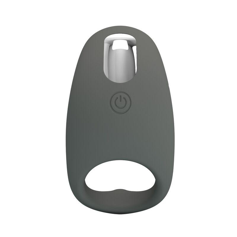 Anillo vibrador de silicona Pretty Love gris oscuro, de frente