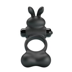 Pretty Love Yusuf anillo vibrador con conejito y bolas negro - 1