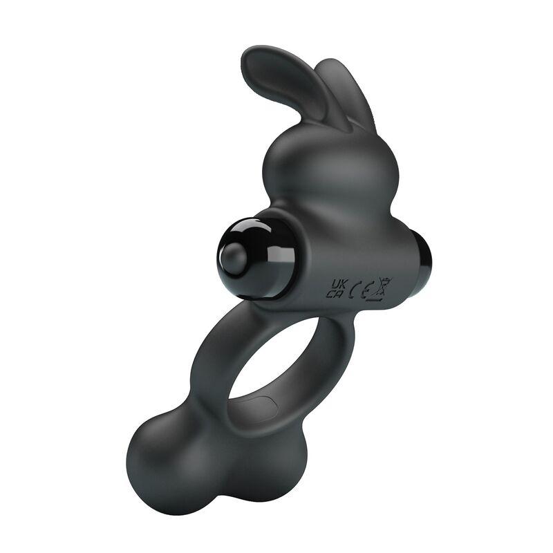Pretty Love Yusuf anillo vibrador con conejito y bolas negro - 2