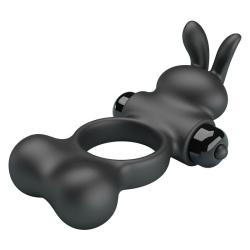 Pretty love - anillo vibrador para pene con estimulador de conejito 10 funciones negro