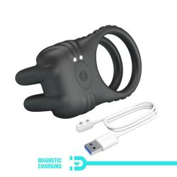 Pretty love - sini anillo para pene vibrador recargable 10 funciones negro