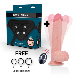 Rockarmy arnés + liquid silicone vibrador control remoto premium apache 22cm