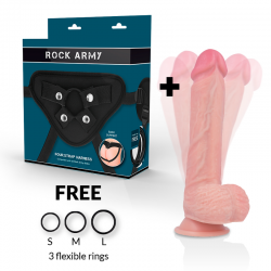 Rockarmy arnes + hawk rotador y vibrador 22 cm