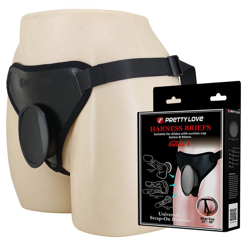 Arnés strap-on universal Pretty Love negro con su caja