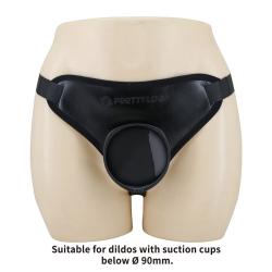 Arnés strap-on universal negro visto de frente