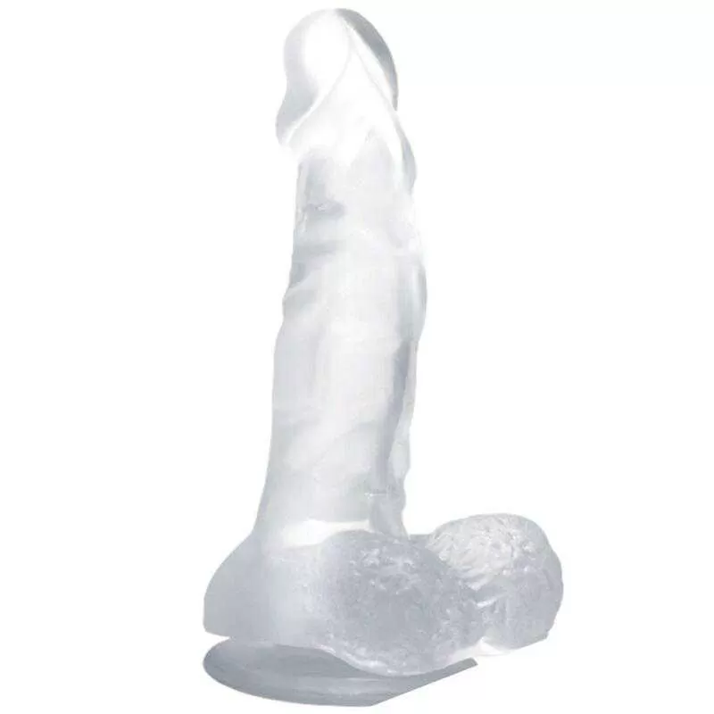 Baile dildo realistico con ventosa y testiculos 16.7 cm transparente