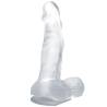 Baile dildo realistico con ventosa y testiculos 16.7 cm transparente - 1