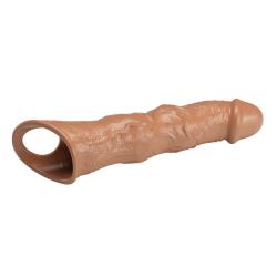 Funda marrón tumbada con abertura de la base
