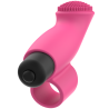Vibrador de dedo Ohmama rosa con bala vibradora y textura en la punta