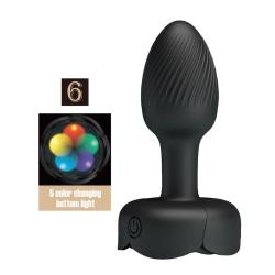 Plug anal Pretty Love negro con iluminación multicolor