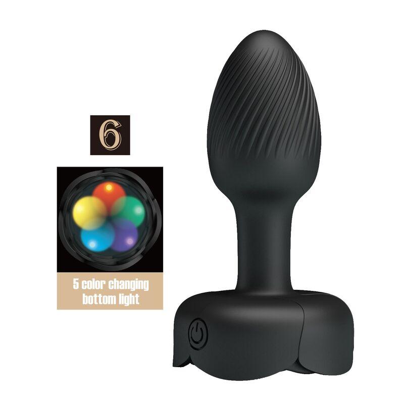 Plug anal Pretty Love negro con iluminación multicolor