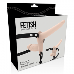 Fetish submissive arnés doble penetración vibrador flesh up