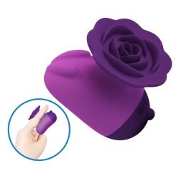 Estimulador de clítoris morado con forma de rosa vista principal